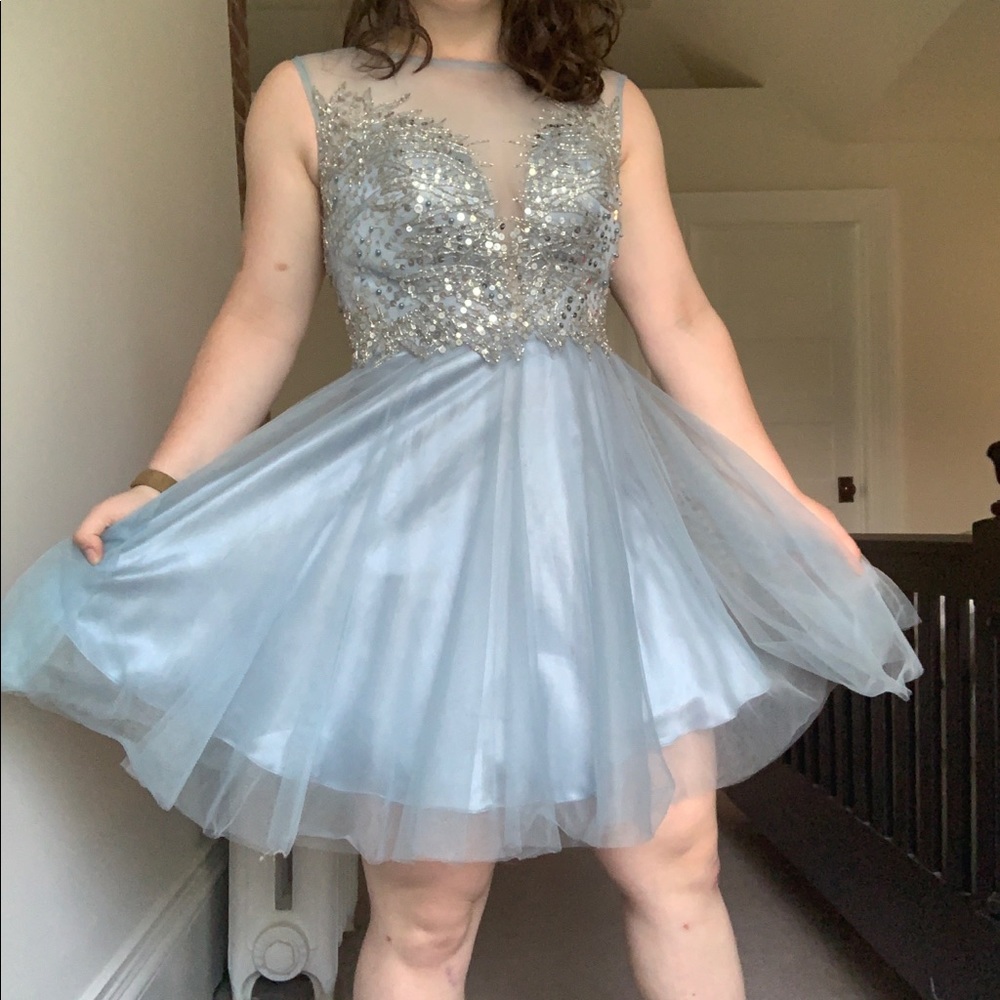 Betsy & Adam tulle sparkly dress in periwinkle